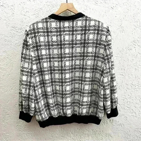 Vintage printed plaid black and white pullover size 3X - Picture 5 of 9